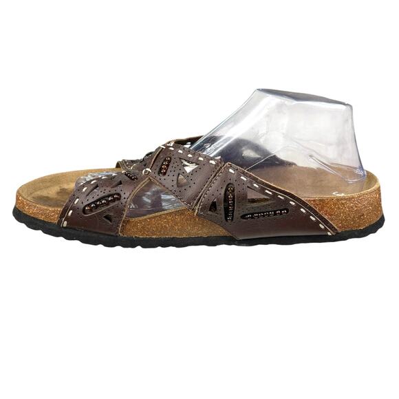Betula X Birkenstock Unisex Joyce Brown Cross Strap Sandals Size 42 M 9 W 11 - Picture 2 of 10